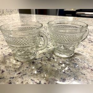 Two Cute Crystal Glass Teacups